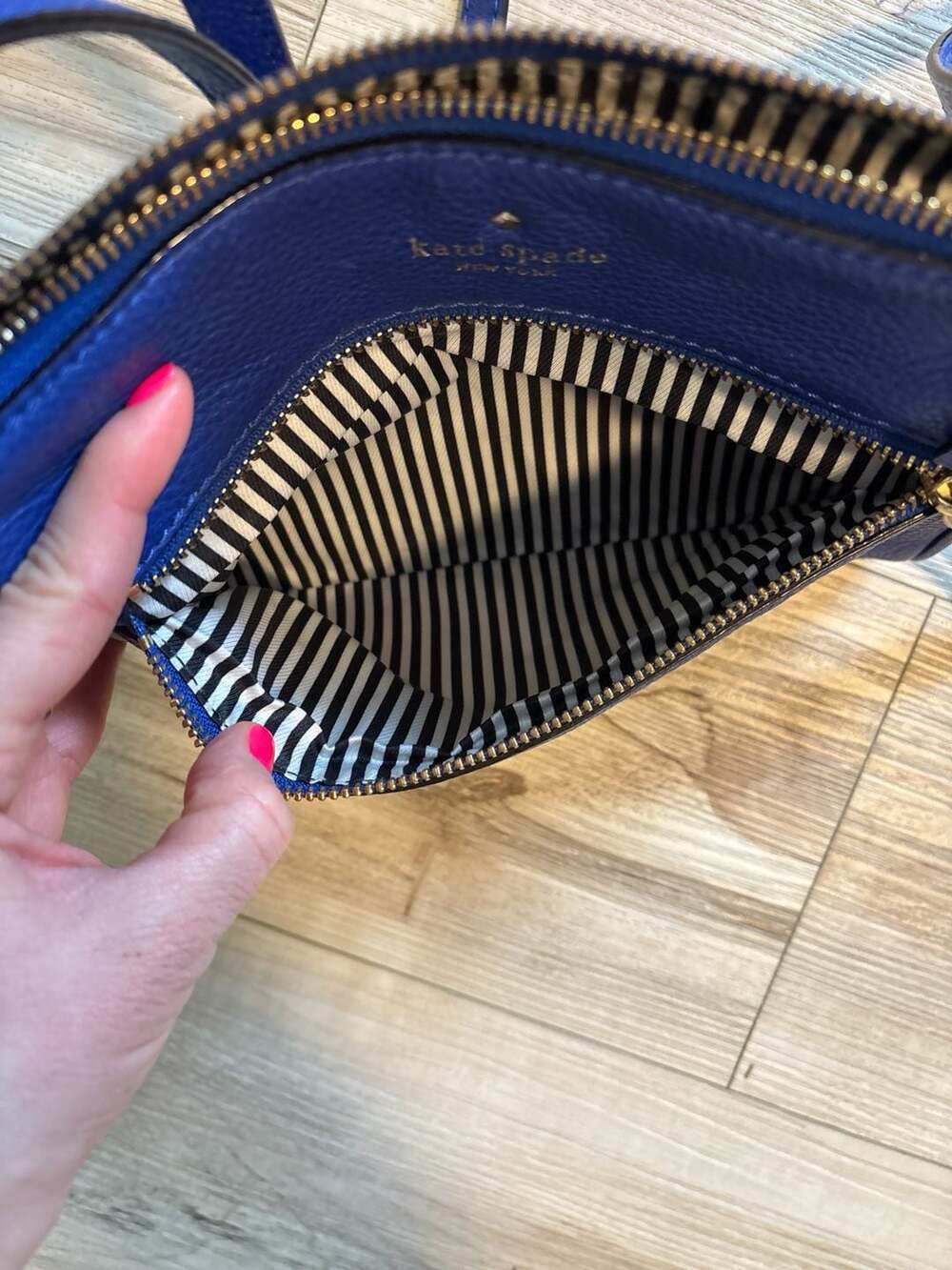 Kate Spade Kate Spade Pebbled Leather Top Zip Crossbody Sapphire - Picture 6 of 13